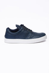 Pu Leather Perforated Sneaker Blue